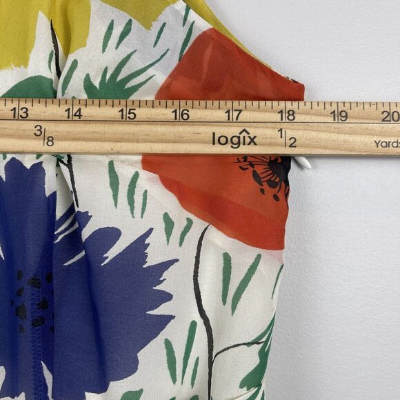 Girls From Savoy Anthropologie Women Silk Dress Size 6 Multicolor Primary Blooms - Picture 10 of 11